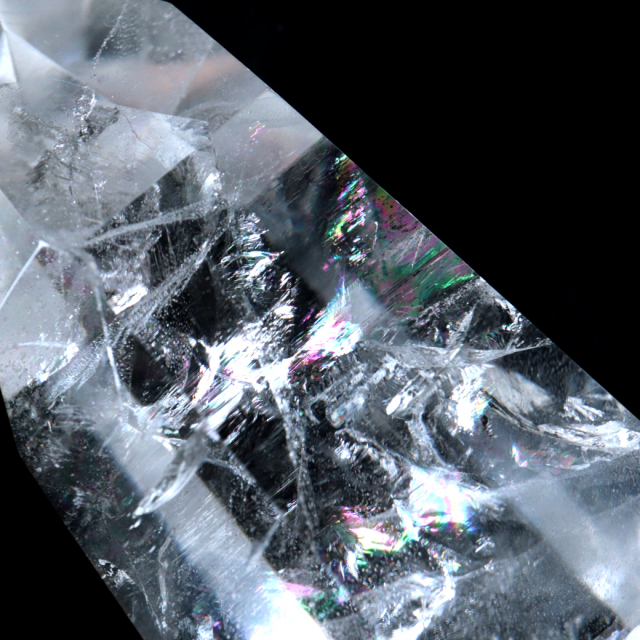 レムリアンシード 水晶 六角柱 ポイント 全面研磨 磨き 1点もの 虹入り レインボー 天然石 ブラジル バイーア州産 証明書付き