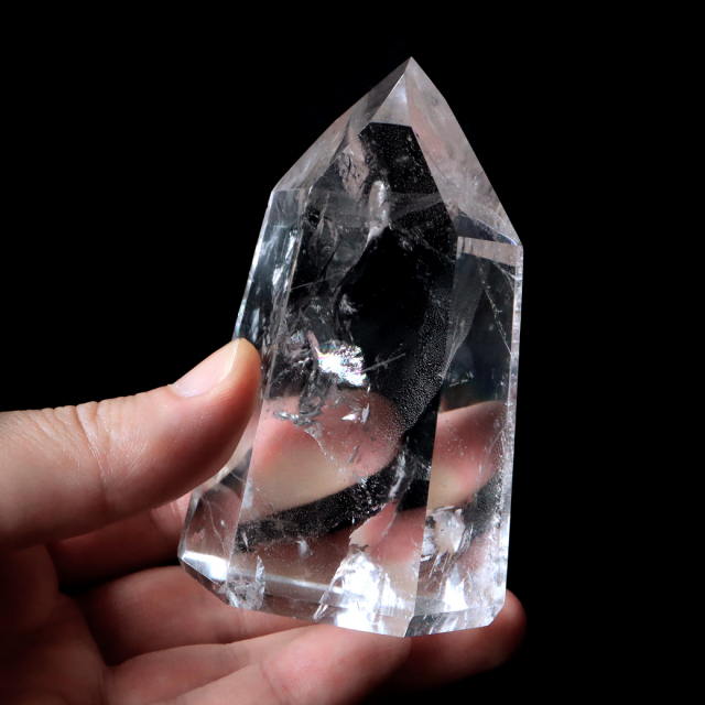 レムリアンシード 水晶 六角柱 ポイント 全面研磨 磨き 1点もの 虹入り レインボー 天然石 ブラジル バイーア州産 証明書付き