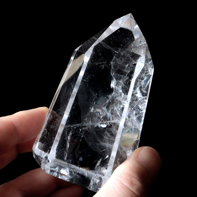 レムリアンシード 水晶 六角柱 ポイント 全面研磨 磨き 1点もの 虹入り レインボー 天然石 ブラジル バイーア州産 証明書付き