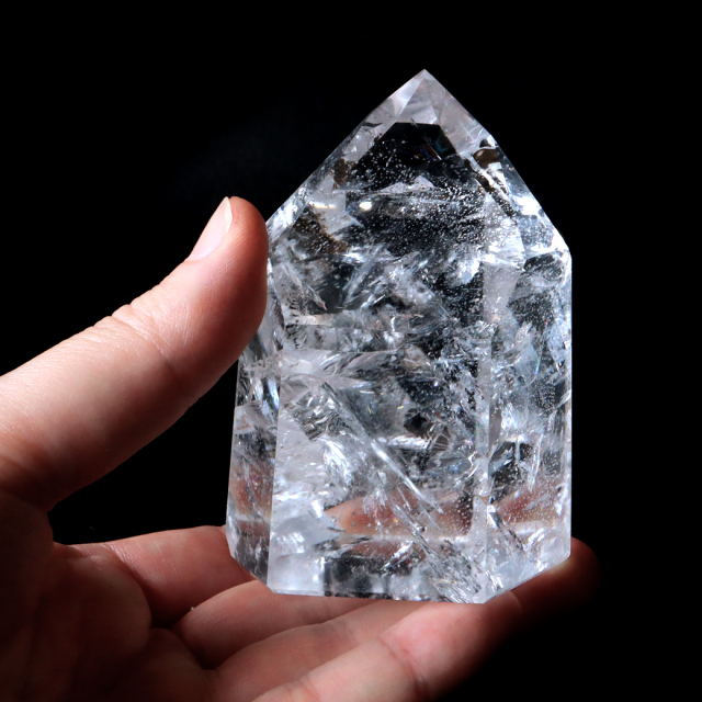 レムリアンシード 水晶 六角柱 ポイント 全面研磨 磨き 1点もの 虹入り レインボー 天然石 ブラジル バイーア州産 証明書付き