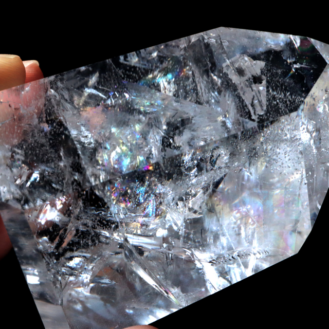レムリアンシード 水晶 六角柱 ポイント 全面研磨 磨き 1点もの 虹入り レインボー 天然石 ブラジル バイーア州産 証明書付き