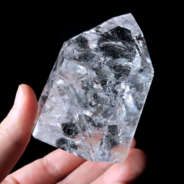 レムリアンシード 水晶 六角柱 ポイント 全面研磨 磨き 1点もの 虹入り レインボー 天然石 ブラジル バイーア州産 証明書付き