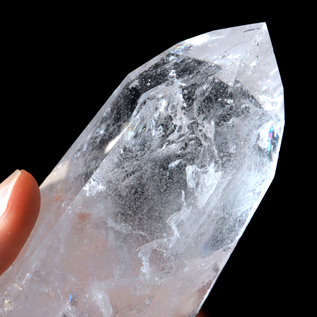 レムリアンシード 水晶 六角柱 ポイント 全面研磨 磨き 1点もの 虹入り レインボー 天然石 ブラジル バイーア州産 証明書付き