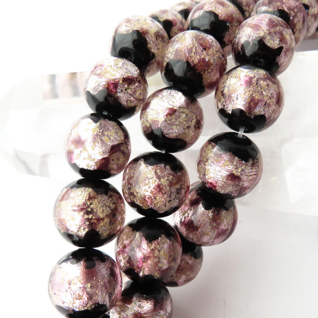 光る 夜光タイプ ホタルガラス 一連 ビーズ 桜カラー ピンク とんぼ玉 沖縄で大人気のお土産アイテム