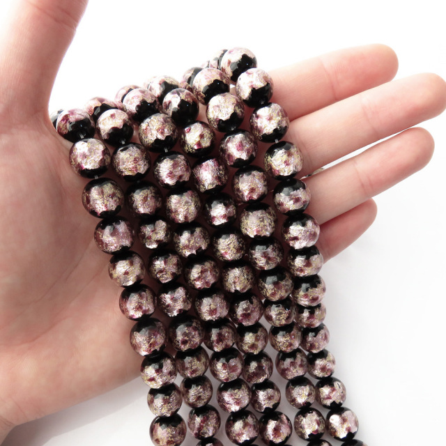 光る 夜光タイプ ホタルガラス 一連 ビーズ 桜カラー ピンク とんぼ玉 沖縄で大人気のお土産アイテム