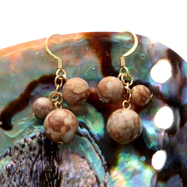 姫川薬石 ピアス 糸魚川産 房型 ぶどう型 両耳用 健康 おしゃれ フックピアス 天然石 原石 パワーストーン