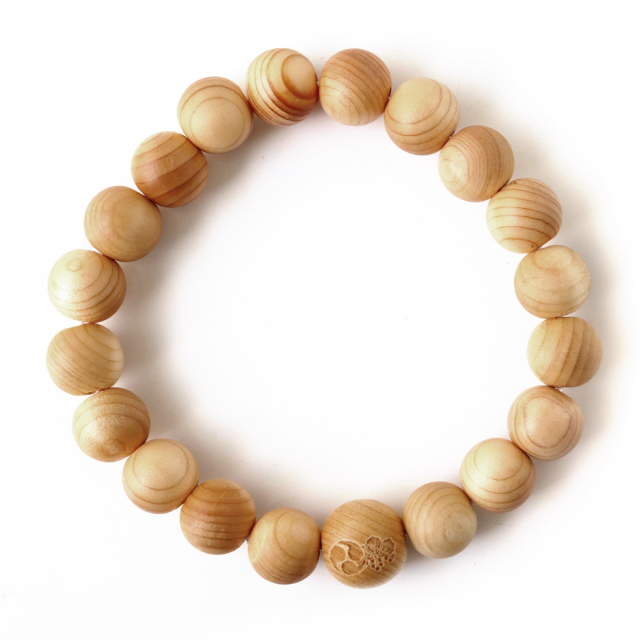 高野山 家紋入り ブレスレット 高野山中門檜 ヒノキ 11mm 木箱付き 世界遺産 金剛峯寺 腕念珠 天然石 パワーストーン 母の日