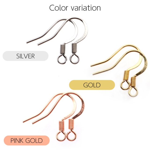 ピアス フック 飾りバネ 釣り針型 サージカルステンレス製 50個売り ゴールド アクセサリー パーツ 金具 材料