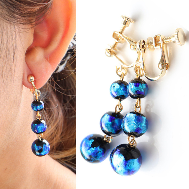 ホタルガラス イヤリング 両耳用 揺れる 沖縄 琉球 人気 お土産 