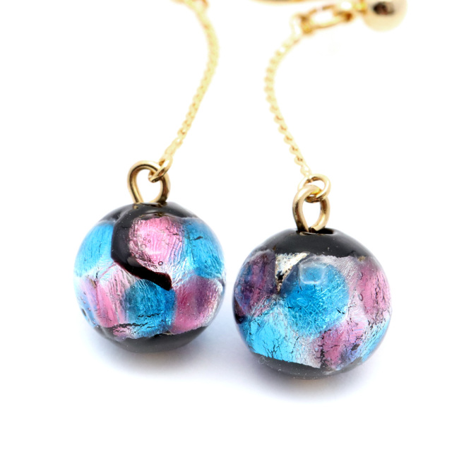 【ホタルガラス】伝統工芸品 イヤリング｜ブルー｜ガラス直径2cm ホタルガラス】伝統工芸品 イヤリング｜ブルー｜ガラス直径2cm 楽天