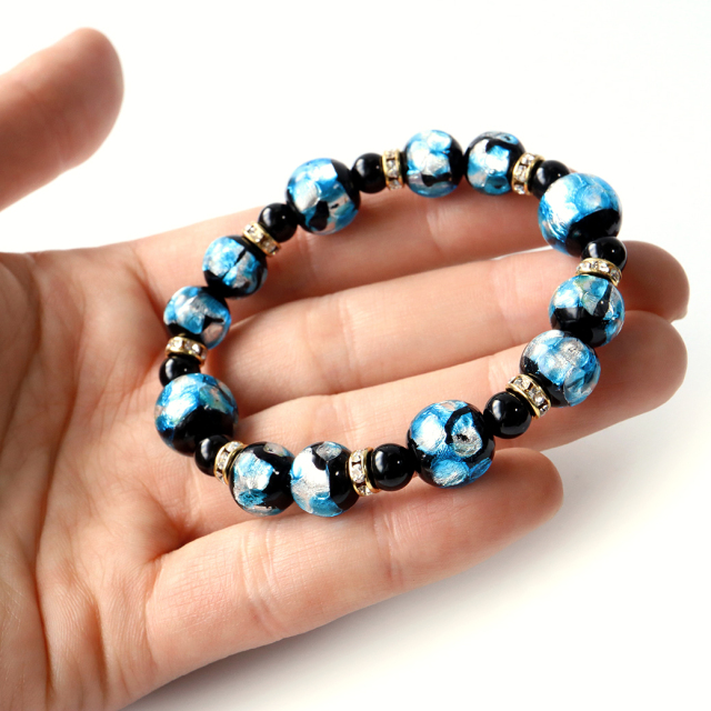 ホタルガラス ライトブルー ブレスレット メンズ レディース 沖縄 人気 お土産 パワーストーン 父の日