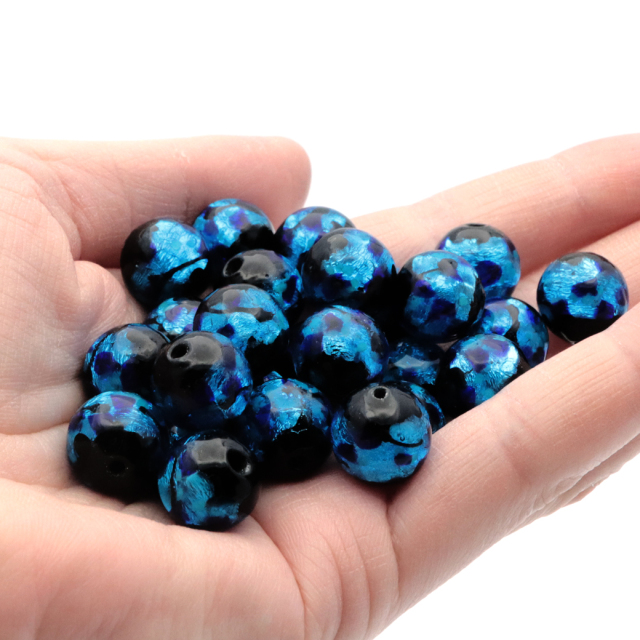 ホタルガラス 光る ブルー 青色 ビーズ 粒売り 1粒 12mm typeC 蓄光 夜光 とんぼ玉 ほたる 蛍 トンボ玉 アクセサリー パーツ