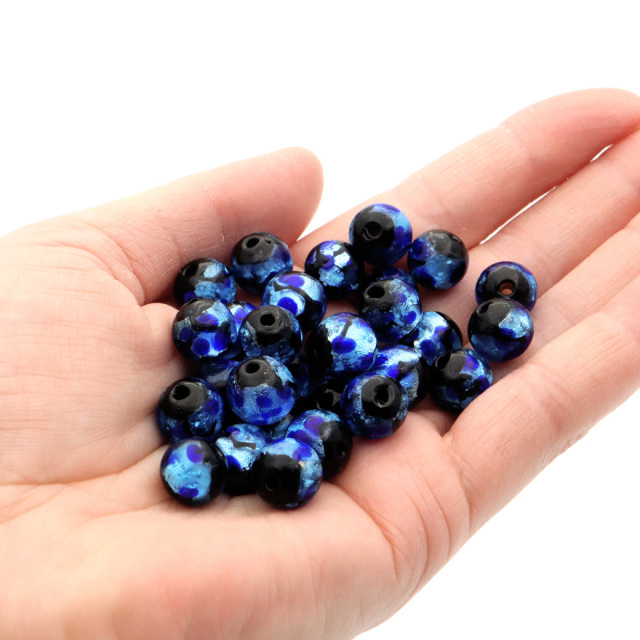 光る ホタルガラス ビーズ 10mm 粒売り 水玉模様 1玉売り ネックレスやブレスの制作に ブルー 青 蓄光 とんぼ玉 ほたる 蛍 トンボ玉