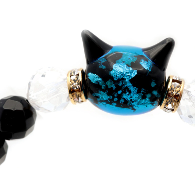 【黒猫(猫ちゃんビーズ)】【オニキス(黒瑪瑙)】【ボタンカット水晶】ブレスレット img60514260.jpg?fitin=272:272