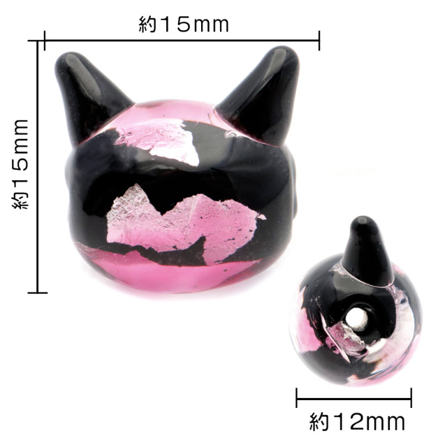 ホタルガラス ねこ ビーズ 1粒 ピンク パーツ 猫 ネコ アクセサリー 制作 粒売り手芸 桃色 招き猫 沖縄 お土産 にゃんこ 可愛い
