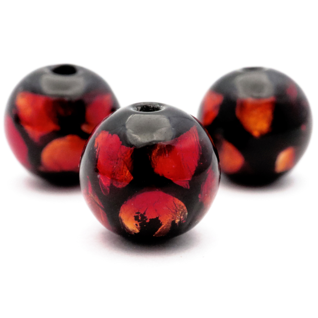 ホタルガラス レッド オレンジ 10mm 粒売り 1粒 とんぼ玉 赤色 沖縄 琉球 お土産 ハンドメイド 制作 ビーズ
