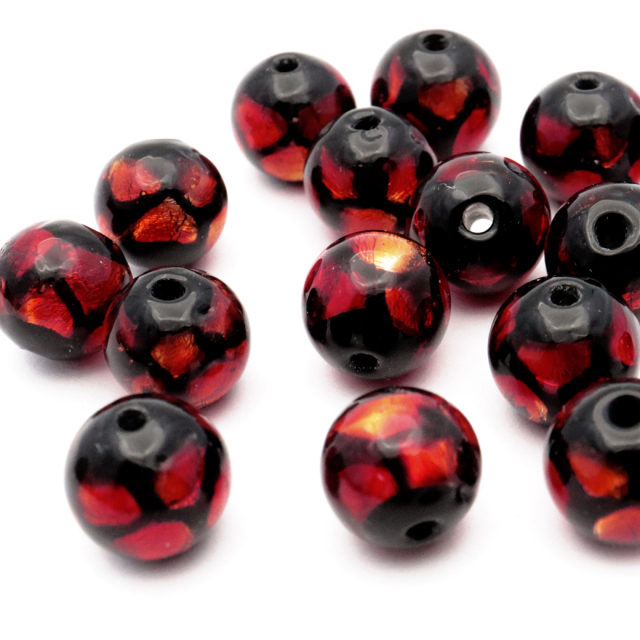 ホタルガラス レッド オレンジ 10mm 粒売り 1粒 とんぼ玉 赤色 沖縄 琉球 お土産 ハンドメイド 制作 ビーズ