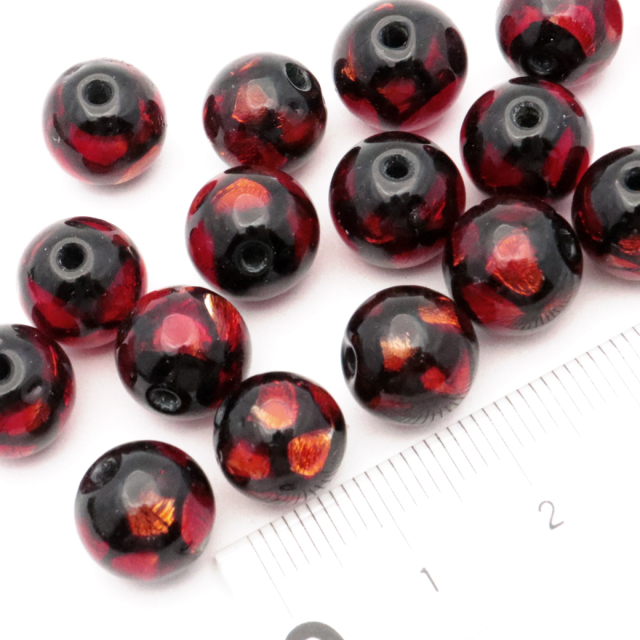 ホタルガラス レッド オレンジ 10mm 粒売り 1粒 とんぼ玉 赤色 沖縄 琉球 お土産 ハンドメイド 制作 ビーズ