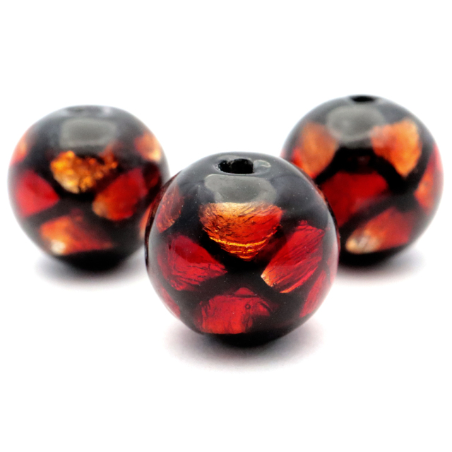 ホタルガラス レッド オレンジ 12mm 粒売り 1粒 とんぼ玉 赤色 沖縄 琉球 お土産 ハンドメイド 制作 ビーズ