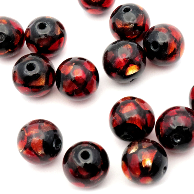ホタルガラス レッド オレンジ 12mm 粒売り 1粒 とんぼ玉 赤色 沖縄 琉球 お土産 ハンドメイド 制作 ビーズ