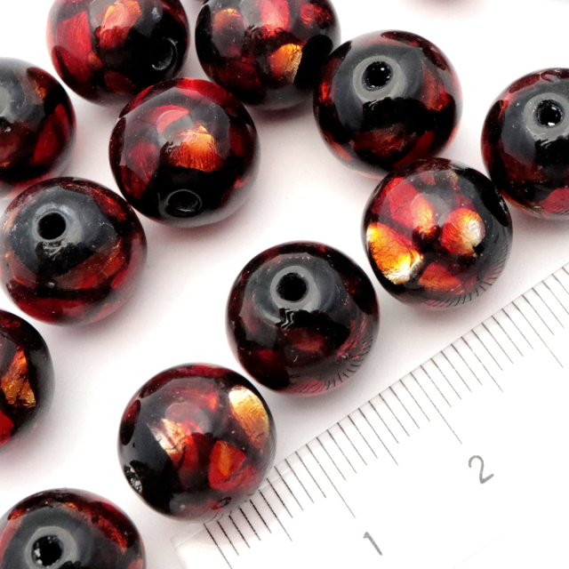 ホタルガラス レッド オレンジ 12mm 粒売り 1粒 とんぼ玉 赤色 沖縄 琉球 お土産 ハンドメイド 制作 ビーズ