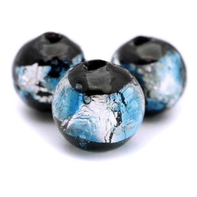 ホタルガラス 光る ライトブルー 水色 ビーズ 粒売り 1粒 8mm 蓄光 夜光 とんぼ玉 ほたる 蛍 トンボ玉 アクセサリー パーツ 沖縄