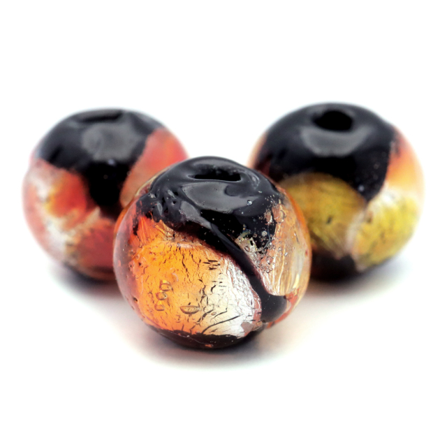 ホタルガラス 光る オレンジ 橙色 ビーズ 粒売り 1粒 8mm 蓄光 夜光 とんぼ玉 ほたる 蛍 トンボ玉 アクセサリー パーツ 沖縄 