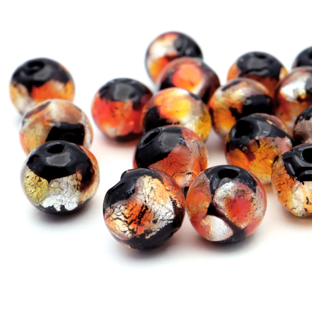 ホタルガラス 光る オレンジ 橙色 ビーズ 粒売り 1粒 8mm 蓄光 夜光 とんぼ玉 ほたる 蛍 トンボ玉 アクセサリー パーツ 沖縄 