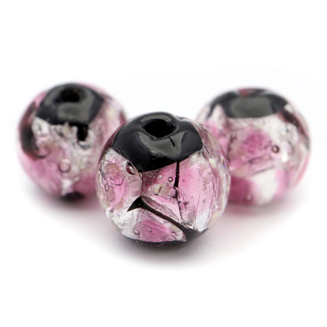 ホタルガラス 光る ピンク 桃色 ビーズ 粒売り 1粒 8mm 蓄光 夜光 とんぼ玉 ほたる 蛍 トンボ玉 アクセサリー パーツ 沖縄