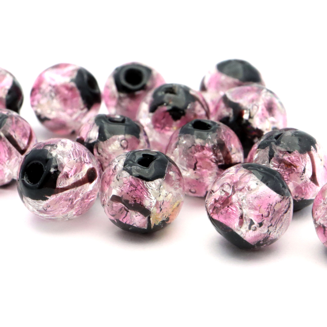 ホタルガラス 光る ピンク 桃色 ビーズ 粒売り 1粒 8mm 蓄光 夜光 とんぼ玉 ほたる 蛍 トンボ玉 アクセサリー パーツ 沖縄