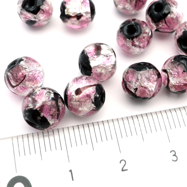 ホタルガラス 光る ピンク 桃色 ビーズ 粒売り 1粒 8mm 蓄光 夜光 とんぼ玉 ほたる 蛍 トンボ玉 アクセサリー パーツ 沖縄