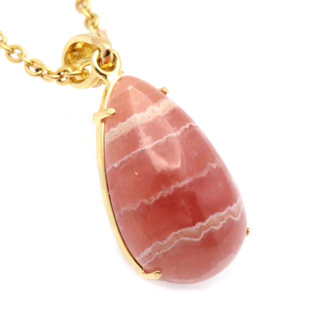 インカローズ ネックレス しずく ドロップ かわいい おしゃれ 天然石 ペンダント Silver925 縞模様 パワーストーン 恋愛運