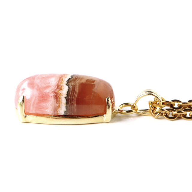 チョコレート インカローズ ネックレス 天然石 ペンダント 縞模様 1点  