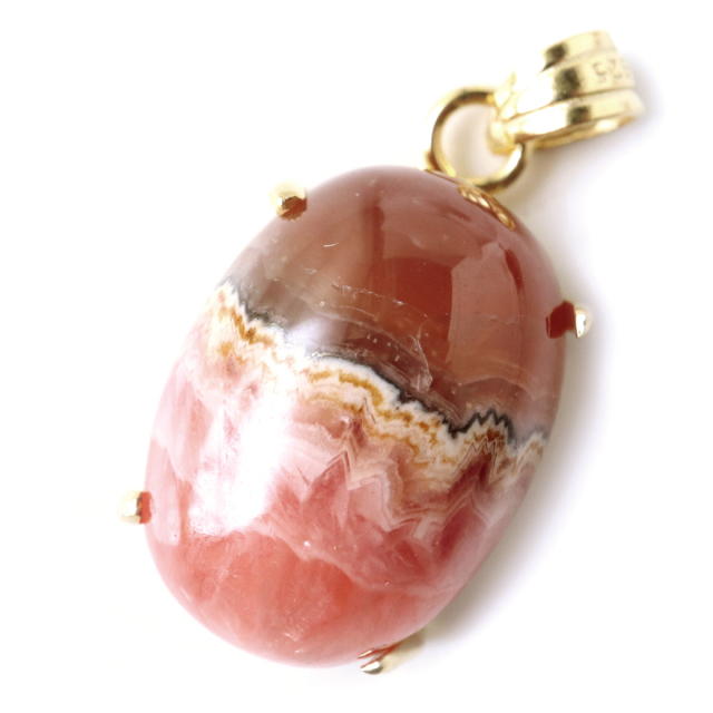 チョコレート インカローズ ネックレス 天然石 ペンダント 縞模様 1点物 Silver925 パワーストーン
