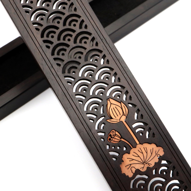 お香立て 横置き 黒檀 コクタン おしゃれ お香たて 防火布付き 線香立てスタンド 睡眠 ギフト 受け皿 素敵 和