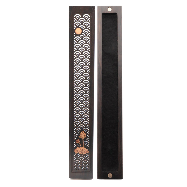 お香立て 横置き 黒檀 コクタン おしゃれ お香たて 防火布付き 線香立てスタンド 睡眠 ギフト 受け皿 素敵 和