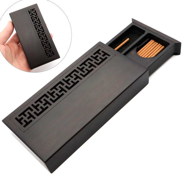 香炉 おしゃれ お香立て 黒檀 ミニサイズ 持ち運び 便利 携帯 デザイン 線香 収納 置き台 灰がこぼれない お盆 線香立て 癒し アロマ