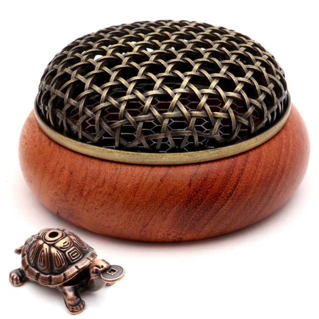 香炉 おしゃれ 透かし彫り 竹素材 キューブ型 ホワイトセージ 渦巻線香