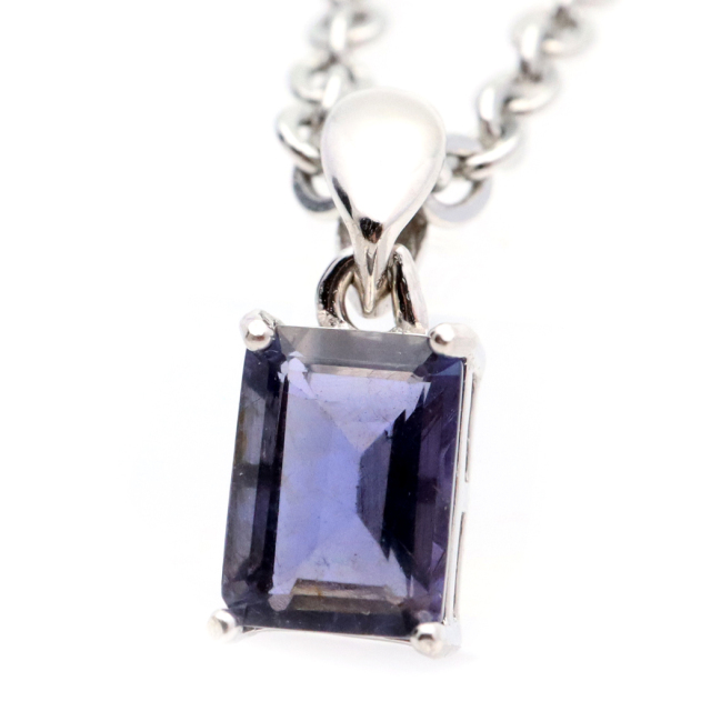 アイオライト ネックレス AAA  スクエア ファセットカット SILVER925 宝石質 天然石 バレンタイン