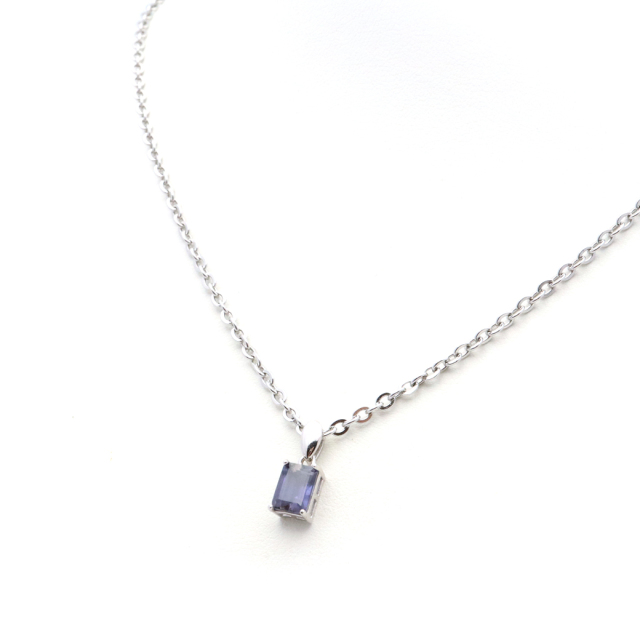 アイオライト ネックレス AAA  スクエア ファセットカット SILVER925 宝石質 天然石 バレンタイン