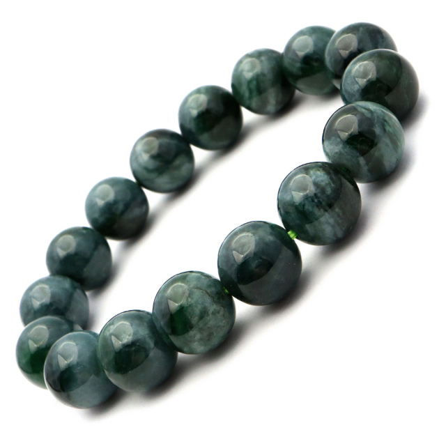 翡翠 グアテマラ産 ブレスレット 12mm ひすい ジェイド 天然石 パワーストーン 5月 誕生石 グリーン 緑