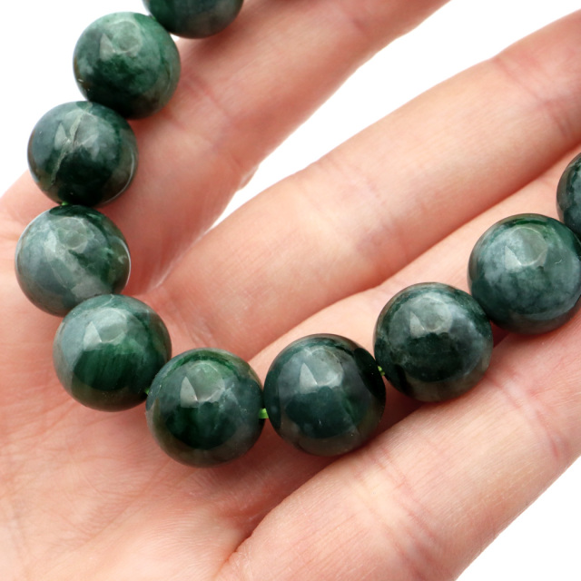 翡翠 グアテマラ産 ブレスレット 12mm ひすい ジェイド 天然石 パワーストーン 5月 誕生石 グリーン 緑