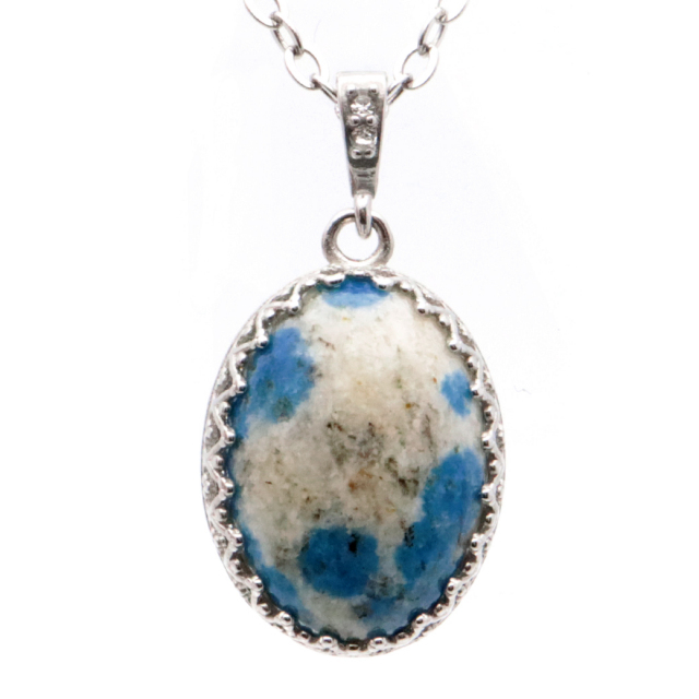 K2ブルー ネックレス アズライト イン グラナイト 天然石 ペンダント Silver925 カラコルム山脈産 パワーストーン 1点もの