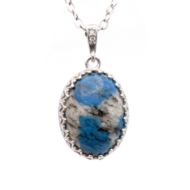 K2ブルー ネックレス アズライト イン グラナイト 天然石 ペンダント Silver925 カラコルム山脈産 パワーストーン 1点もの