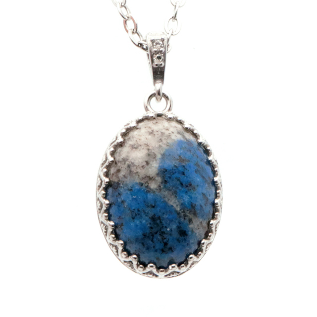 K2ブルー ネックレス アズライト イン グラナイト 天然石 ペンダント Silver925 カラコルム山脈産 パワーストーン 1点もの