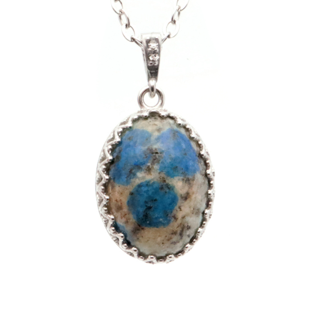 K2ブルー ネックレス アズライト イン グラナイト 天然石 ペンダント Silver925 カラコルム山脈産 パワーストーン 1点もの