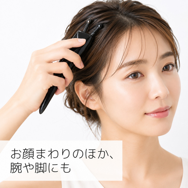 かたつむりカッサ 天然素材 牛角 水牛の角 グリップ型 かっさ リフトアップ 美容 スティック ツボ押し