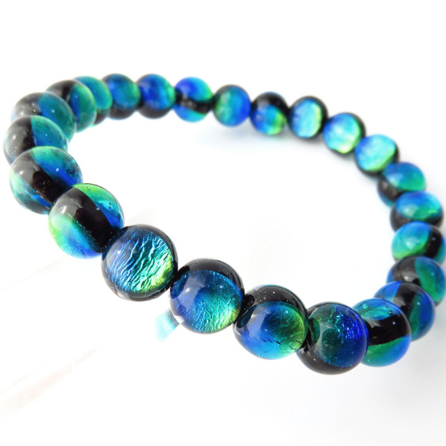 ケラマブルー ホタルガラス ブレスレット 8mm 沖縄 お土産 慶良間諸島