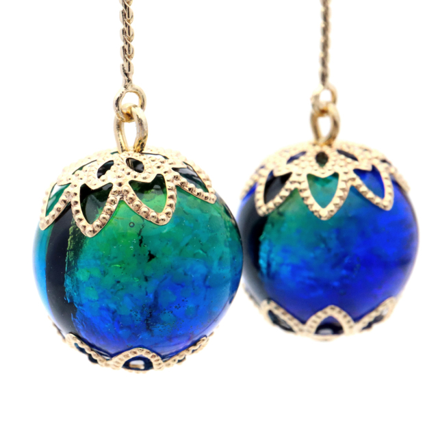 ホタルガラス ピアス レディース 揺れる おしゃれ 光る ケラママリン フックピアス  沖縄 お土産 琉球