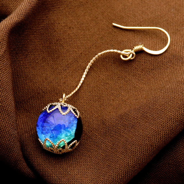 ホタルガラス ピアス レディース 揺れる おしゃれ 光る ケラママリン フックピアス  沖縄 お土産 琉球